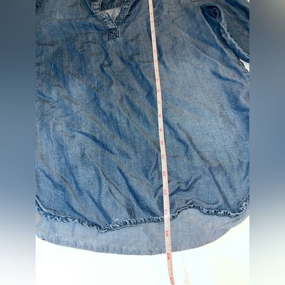 Cloth & Stone Boho Anthropologie Denim Chambray Popover Blouse XS - Picture 5 of 8